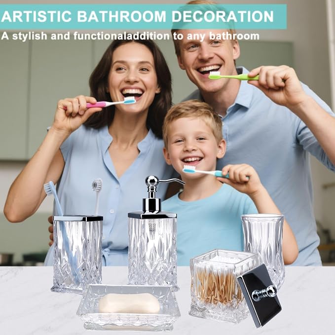 Bathroom Accessories Set, Complete Lotion Soap Dispenser, Toothbrush Holder - Image 2