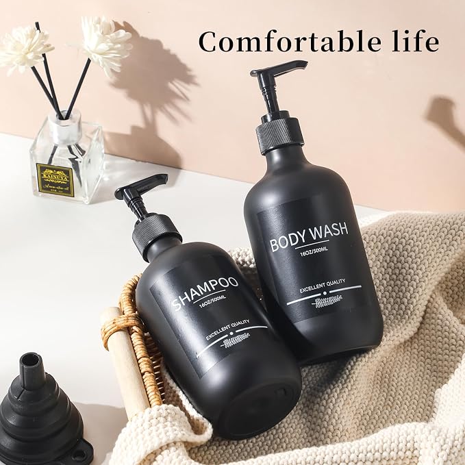 Reusable Shampoo and Conditioner Bottles Plastic 16.9oz Dispenser - Image 4