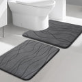 YIHOUSE Memory Foam Grey Bathroom Rug Sets 2 Piece, Ultra Absorbent Bath Mat by YIHOUSE