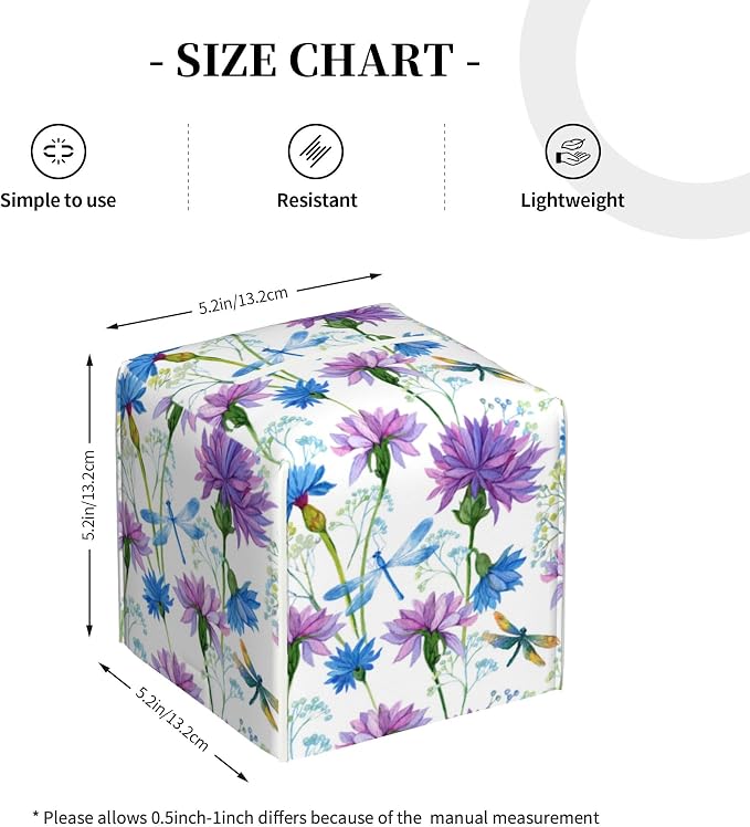 Watercolor Flowers and Dragonflies Tissue Box Cover Square - Image 4
