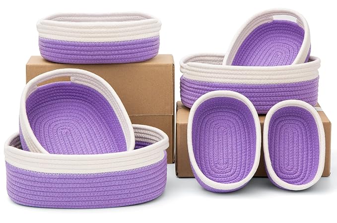 7 Piece Cotton Rope Woven Basket Set by HLWDFLZ