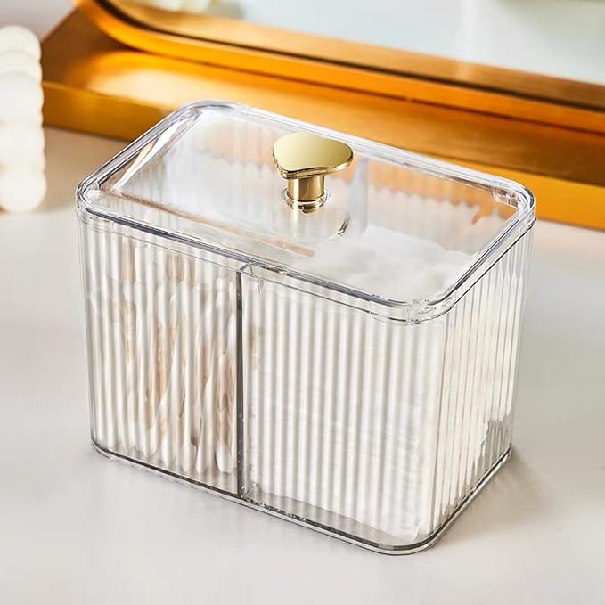Qtips Holder Dispenser 3 Compartments Cotton Ball Holder Cotton Swabs Organizer by RANNYOZIO