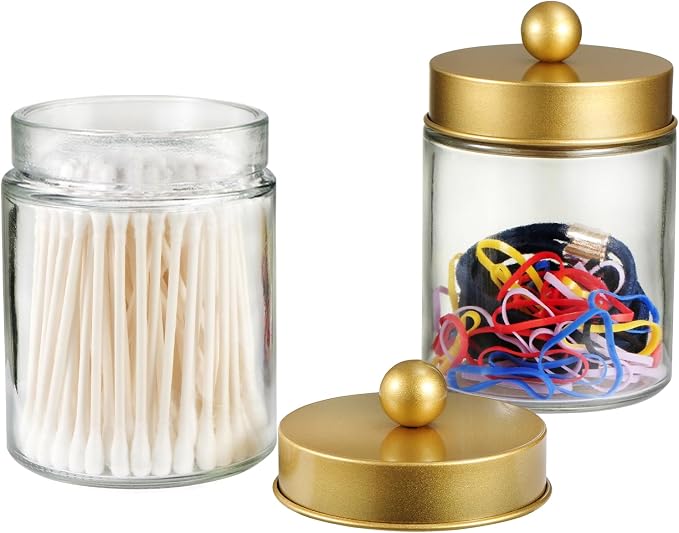 SheeChung Qtip Dispenser Holder 4pcs, Glass Apothecary Jars - Image 5