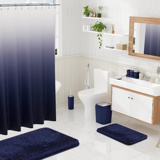 24PC Navy Blue Bathroom Set - Image 8