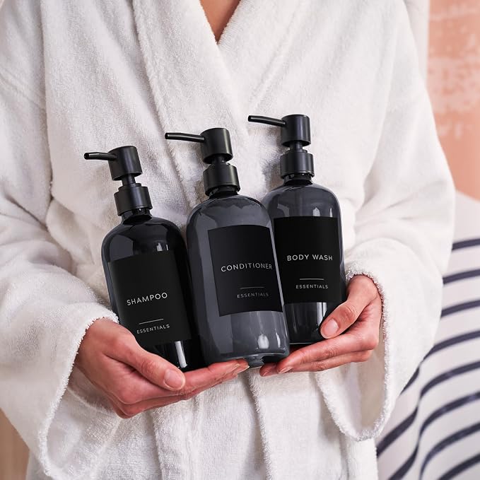 Stylish Shampoo and Conditioner Dispenser Set of 3 - Image 6