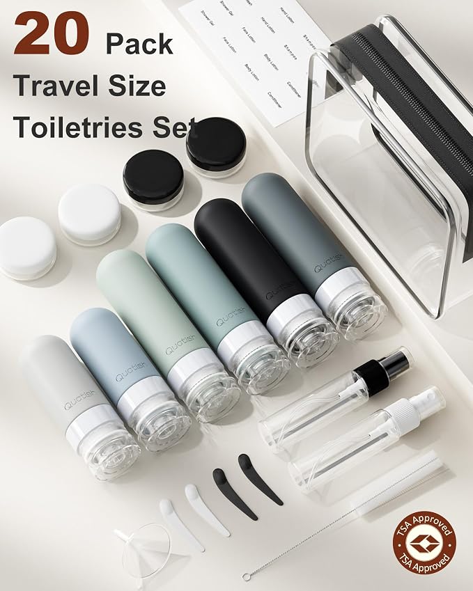 20 Pack Travel Bottles for Toiletries, Original Patented, TSA Approved Travel - Image 2