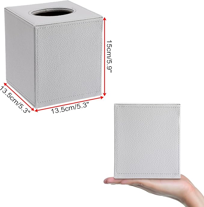 Sumnacon Tissue Box Cover Square Tissue Box Stylish PU Tissue Box Holder - Image 3