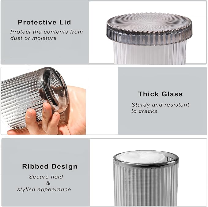 2 Pack Glass Qtip Holder Dispenser Set - Image 8