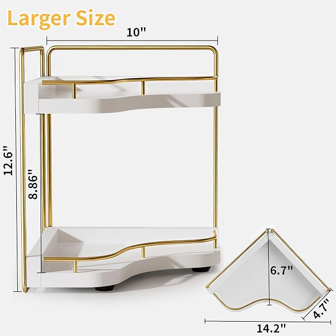 2-Tier Corner Bathroom Counter Organizer - Image 2