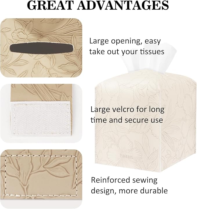 Tissue Box Holder Cover Square Tissue Cube Cover PU Leather Tissue Organizer - Image 4