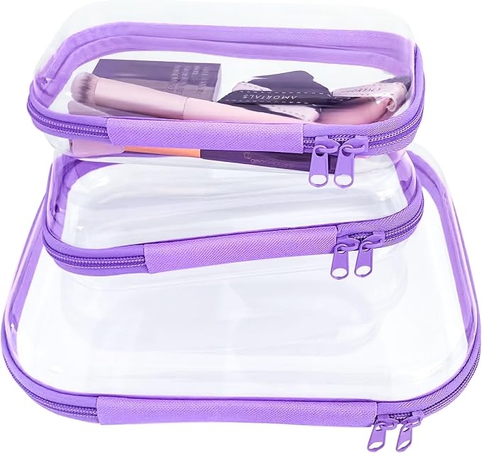 3 Pcs Clear Hard Zipper Case, Hard Shell Plastic Clear Organizer Bag, by YOQIVEXU
