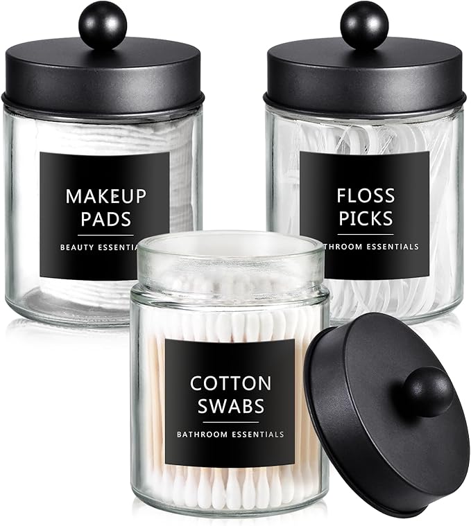 SheeChung 3-Pack Black Glass Apothecary Jars by SheeChung