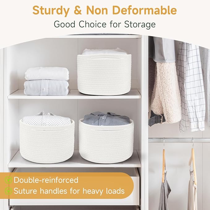Small Rope Baskets for Storage, Baskets for Gifts Empty, Cute Round Woven - Image 5