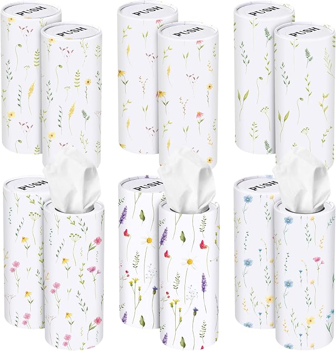 Outus 12 Pcs Floral Car Tissue Holder Cylinders by Outus