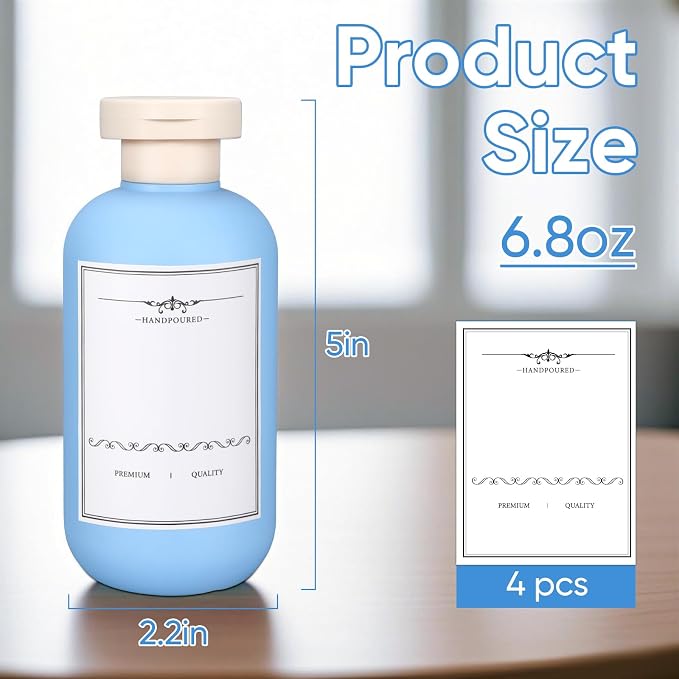 4 PACK Travel Shampoo Bottle, Empty Plastic Squeeze Bottles 6.8oz - Image 2