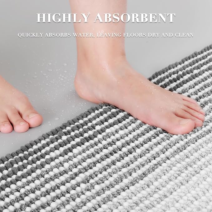 BSICPRO Bathroom Rugs and Mats Sets, 2 Piece Thick Absorbent Chenille Bath Mat - Image 5