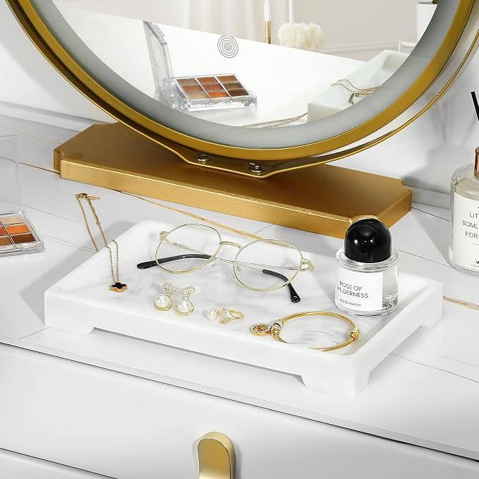 Luxspire Resin Vanity Tray, Bathroom Toilet Tank Storage Tray, 10.03 x 5.9 in - Image 2
