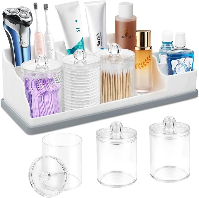 Bathroom Counter Organizer, Large White Silicone Toothbrush Holders by MSBRCH
