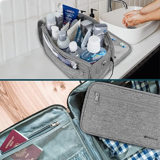 PAVILIA Toiletry Bag for Men, Travel Essentials Shaving Dopp Kit, Mens Travel - Image 6