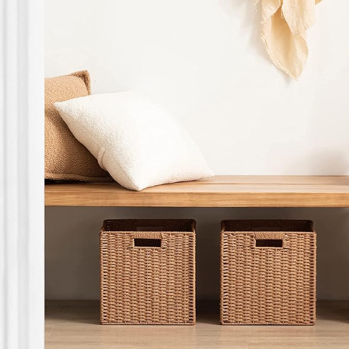 UBBCARE 3 Pack Wicker Basket, 11L×11H×10.5W inch Woven Paper Rope Storage - Image 7