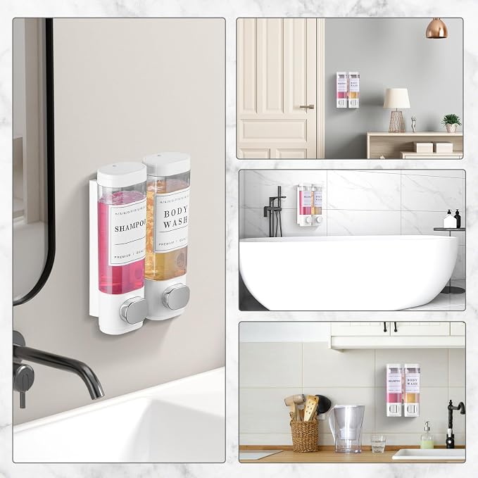 Shampoo and Conditioner Dispenser Bathroom Shower Soap Dispenser Wall Mounted - Image 7