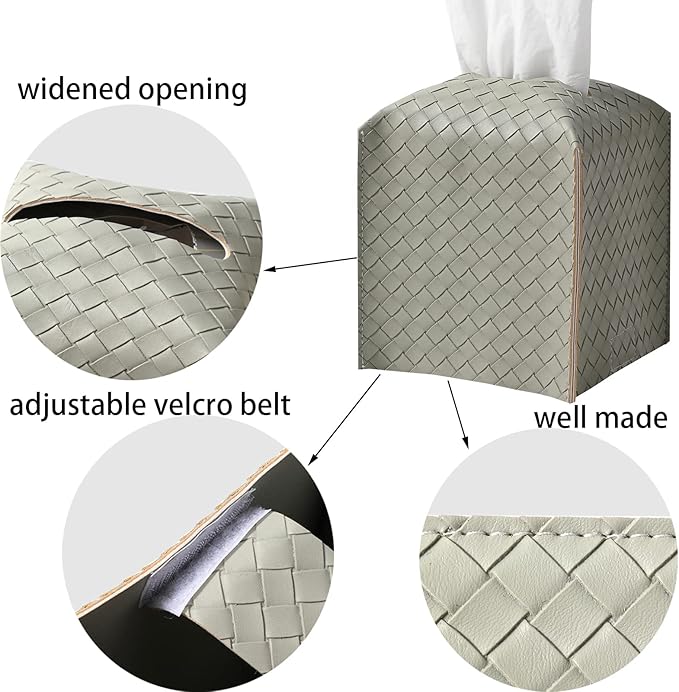 Tissue Box Cover PU Leather Tissue Holder Square Facial Tissue Case Facial - Image 4
