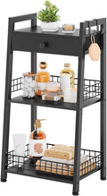 3-Tier Ladder Shelf with Drawer, Bathroom Table Stand by Gewudraw