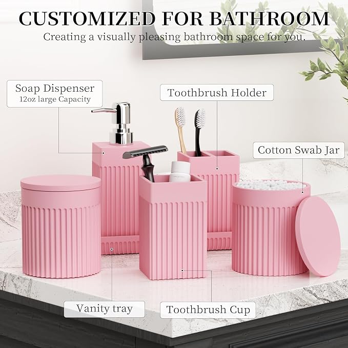 6-Piece Pink Bathroom Set - Image 2