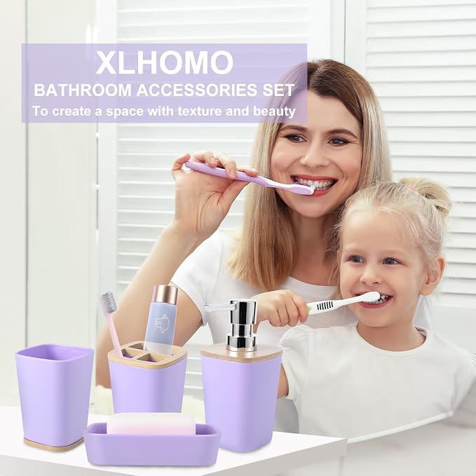 Purple Bathroom Accessories Set, 9 Piece Purple Bathroom Accessory Set - Image 2