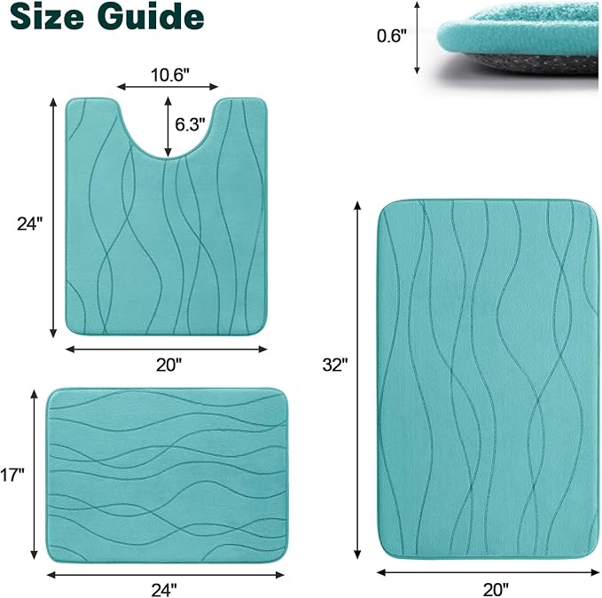YIHOUSE Memory Foam Bathroom Rug Sets 3 Piece, Ultra Absorbent Bath Mat - Image 2