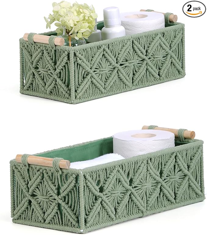 Nonam Macrame Storage Baskets, Boho Decor Style Woven Storage Boxes by Unknown