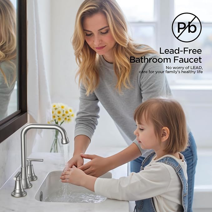 FORIOUS Brushed Nickel Bathroom Faucet 3 Hole - Image 7