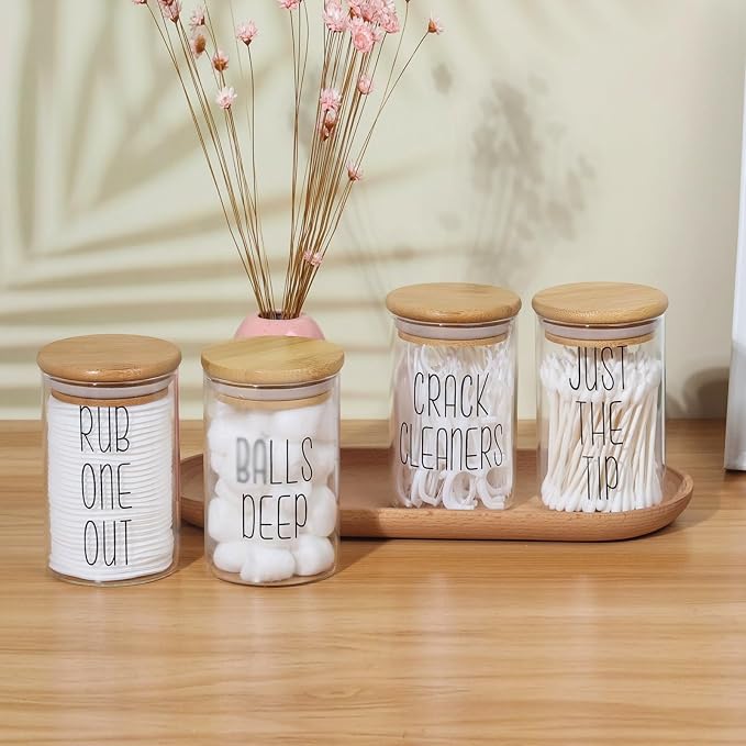 4 Pack Qtip Holder Glass Dispenser - Image 6