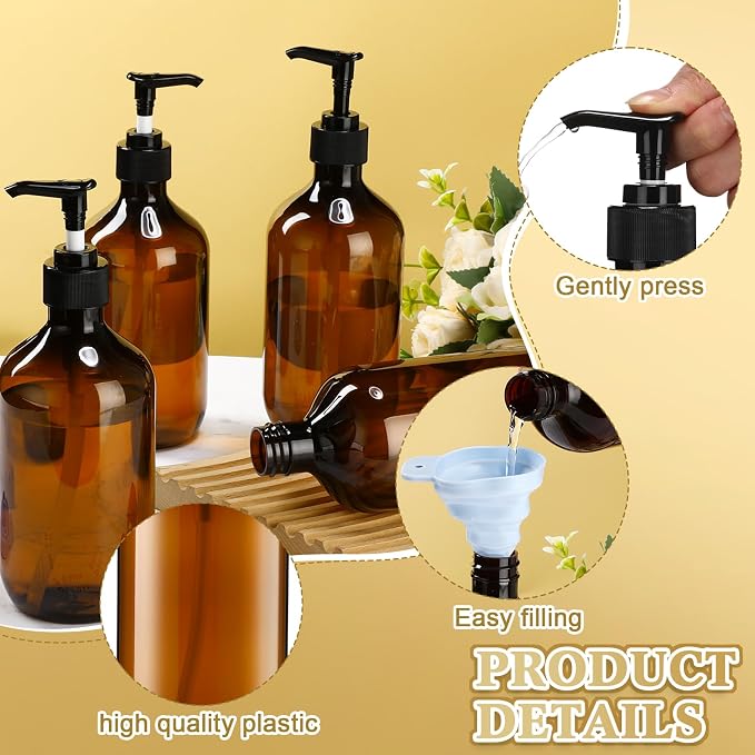 Sliner 6 Pcs Shampoo and Conditioner Dispenser Bottles 16.9 oz Plastic Shower - Image 3