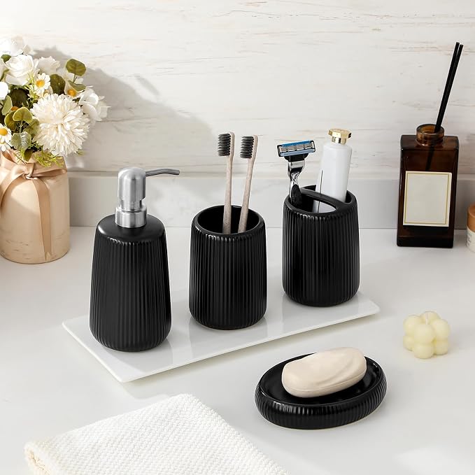 vancasso Ceramic Bathroom Accessories Set 4 Piece, Soap Dispenser - Image 6