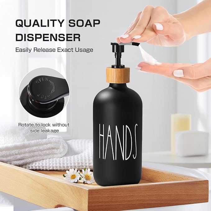 Matte Black Bathroom Accessories Set, Soap Dispenser and Toothbrush Holder Set - Image 3