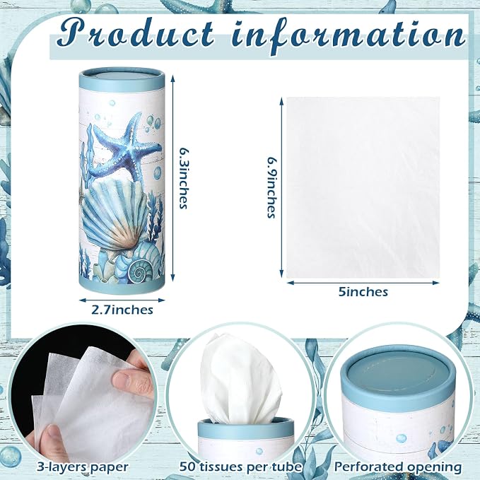 12 Pack Summer Ocean Car Tissue Cylinder Holder Bulk - Image 3