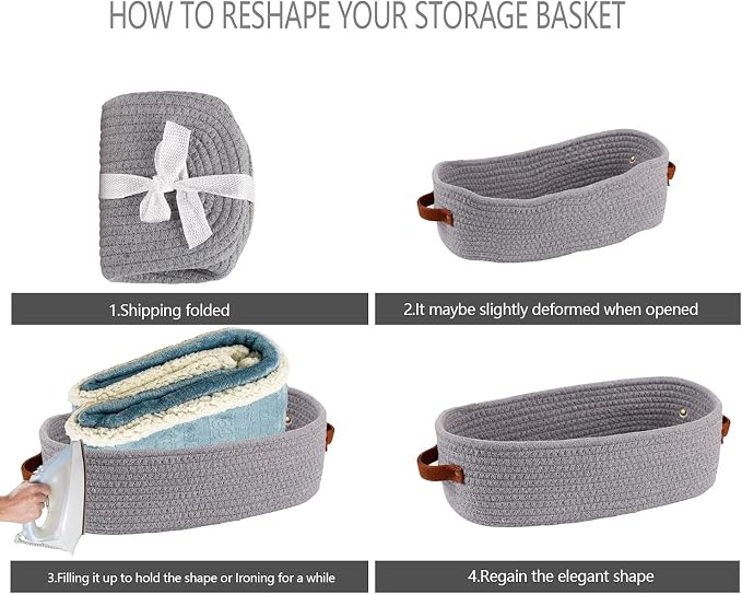 2 Pack Cotton Rope Small Woven Basket, Toilet Paper Basket, Room Storage Basket - Image 7