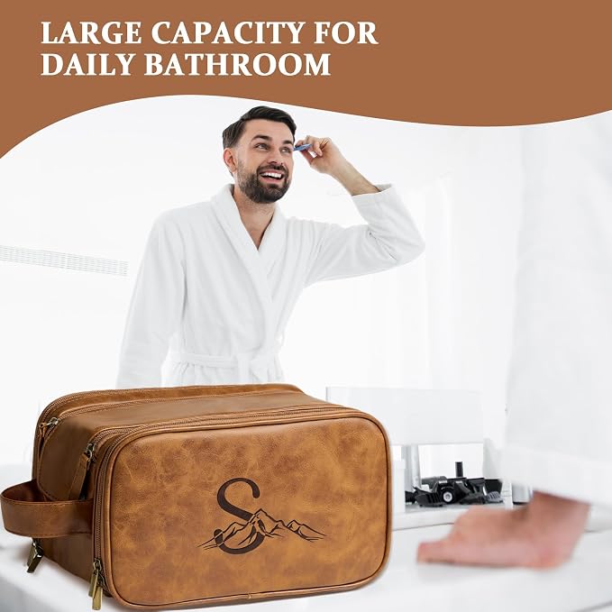 Janhavi Large Shaving Bag for Men Travel Waterproof, Engraved Initials & - Image 7