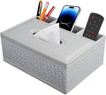 Tissue Box Cover Rectangle White Kleenex Box Holder PU Leather Facial Tissue by XNONE