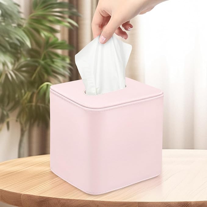 Tissue Box Holder Square PU Leather Stylish Facial Tissue Box - Image 7