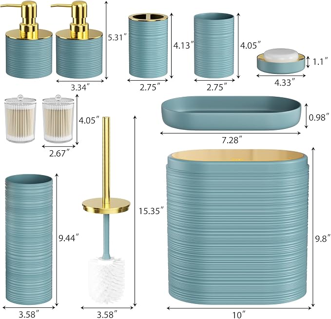 Bathroom Set, Light Blue Bathroom Accessories, Soap Dispensers - Image 7