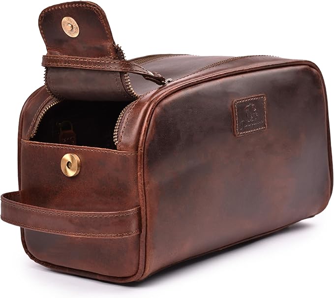 Premium Leather King Size Toiletry Travel Pouch – Handcrafted Dopp Kit - Image 6