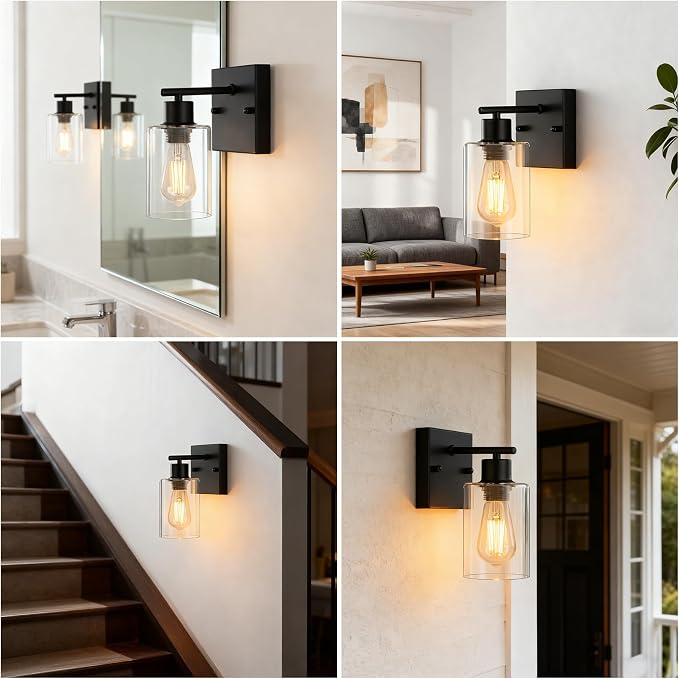 2-Pack Wall Sconces for Bathroom, Matte Black Vanity Lights, Modern Wall Light - Image 7