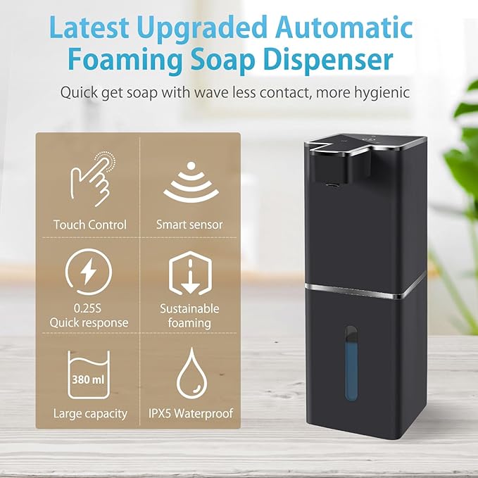 Automatic Foaming Soap Dispenser Touchless 380ml/12.8oz Rechargeable Hand Soap - Image 2