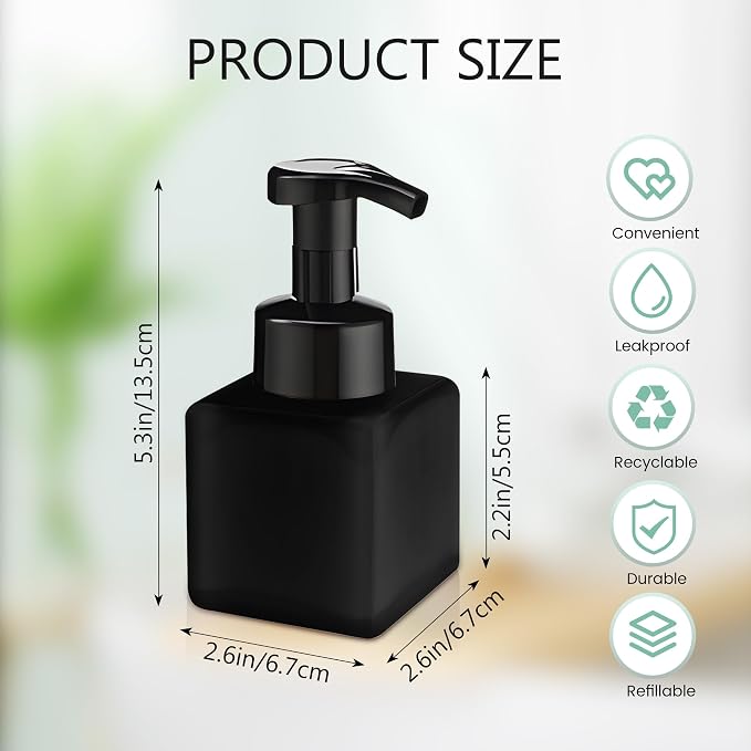 8.5 oz Foaming Soap Dispenser Plastic Foaming Pump Bottle, Refillable Dispenser - Image 3