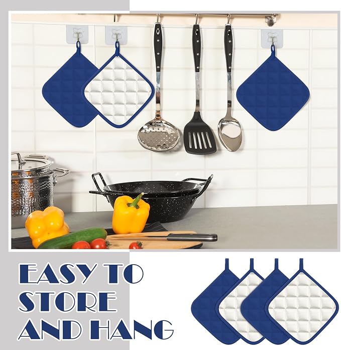 Bokon 24 Pcs Pot Holders for Kitchen, Heat Resistant Cotton Hot Pad Oven Mitts - Image 5