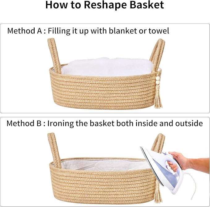 ABenkle Jute Rope Boho Storage Basket, Small Woven Bathroom Organizer, - Image 8