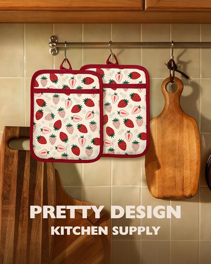 Slohif Silcone Strawberry Pot Holders - Image 5