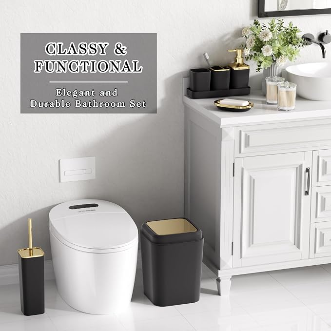 Bathroom Set - Black Bathroom Accessories Set, Bathroom Sets - Image 3